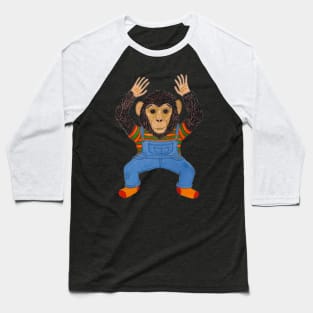 Dancing Chimpanzee Wearing Overalls Baseball T-Shirt